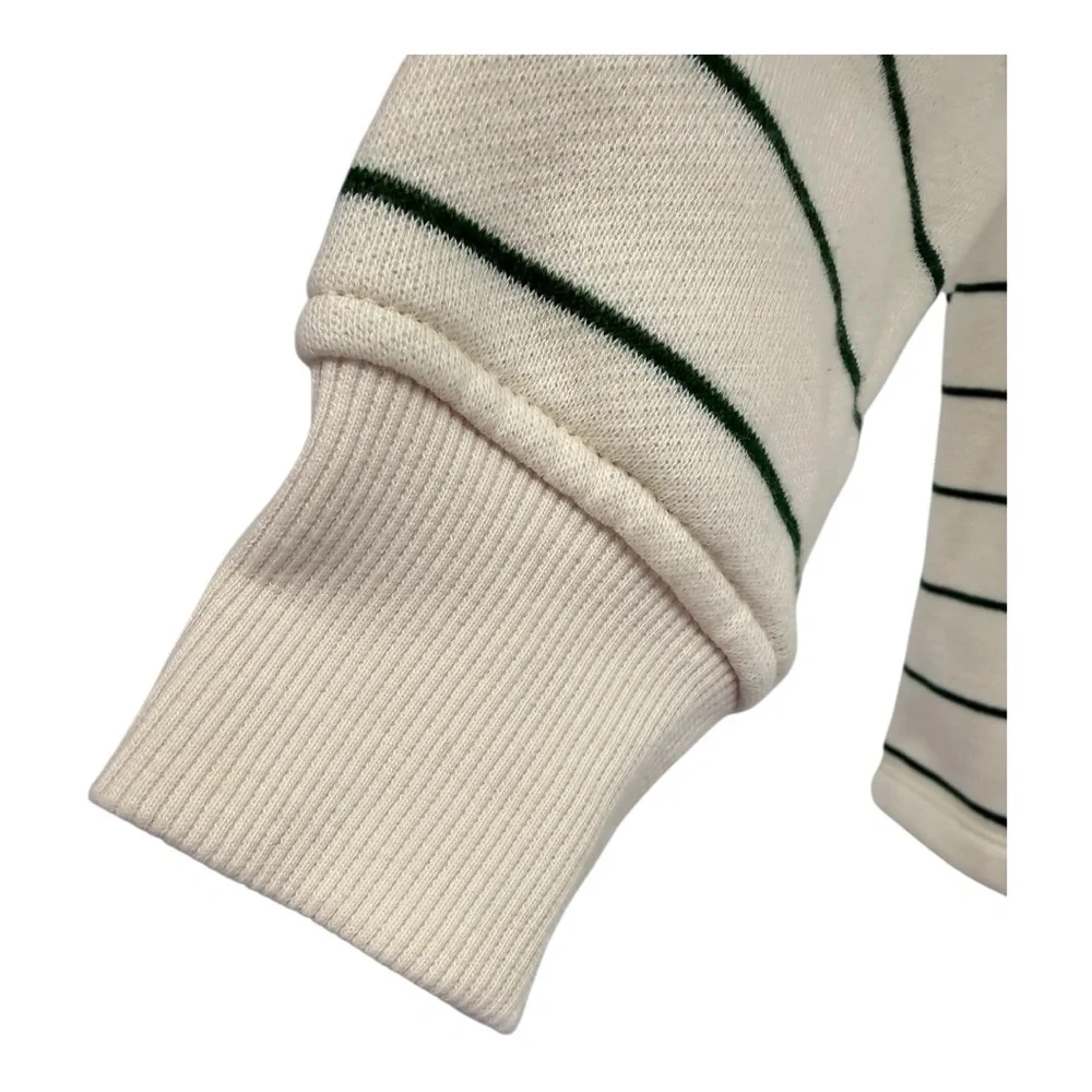 Madewell Green Stripe Crop Polo Sweatshirt Betterterry Fleece Varsity NWT XXS